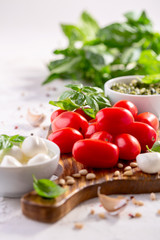 Ingredients for making caprese salad.