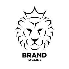 Modern crowned lion logo.Vector illustration.