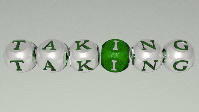 taking text by cubic dice letters, 3D illustration for selfie and beautiful