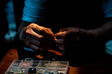 Close up of hands of handmade master