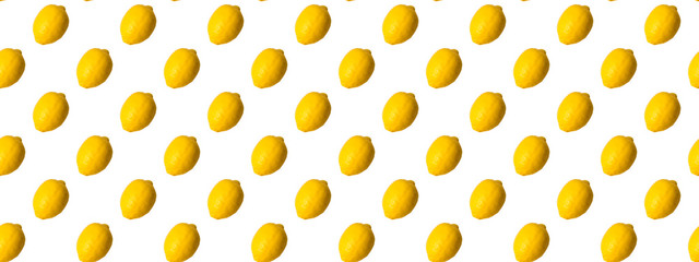 Seamless Pattern made with yellow lemon fruit isolated on white background.