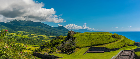 A view across the southern ramparts of Brimstone Hill Fort in St Kitts