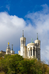 Fototapeta na wymiar The Basilica of Notre-Dame de Fourvière in Lyon, France. 