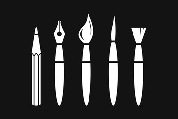 Set art icons. Stencil collection for school etc. Vector stock illustration. EPS 10