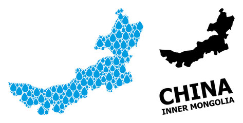 Obraz premium Vector Mosaic Map of Inner Mongolia of Liquid Dews and Solid Map