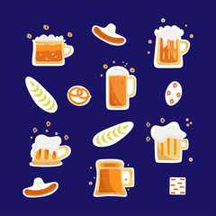 sticker set
BEER MUG-hand drawn vector illustration. Cartoon style. Isolated on white background. Desing for banner, poster, greeting cards, invitation to party. EPS 