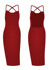 Red woman dress. vector illustration