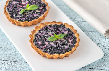 Two tartlets with fresh blueberries