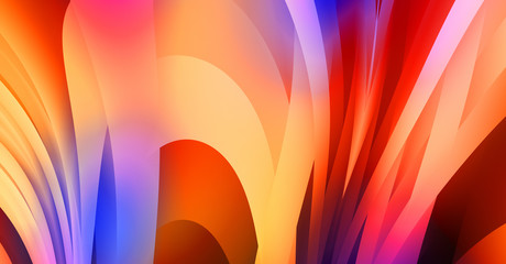 Abstract background with colorful gradient. Vibrant graphic wallpaper with stripes design. Fluid 2D illustration of modern movement.