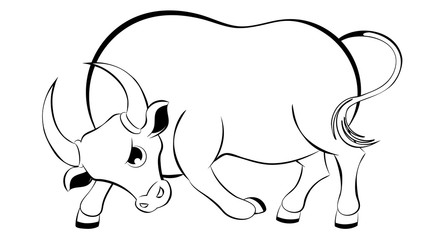 Cartoon bull line art