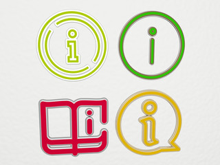 info 4 icons set, 3D illustration for design and business