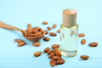 almond oil on the table close up
