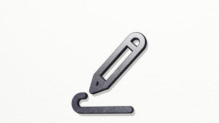 content pen write 3D icon on the wall, 3D illustration for background and concept