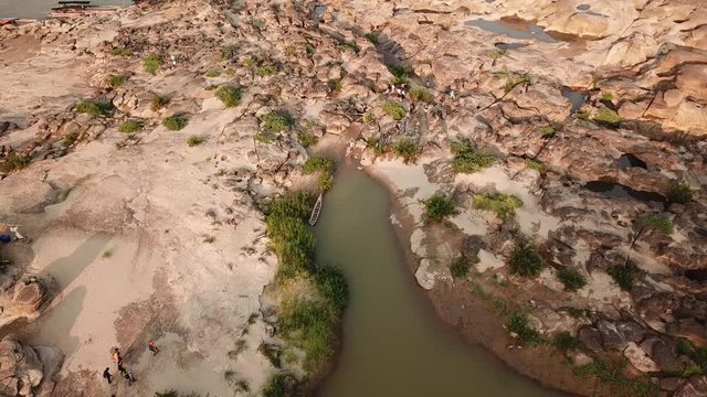 Sam Phan Bok Landmark Nature Travel Place Aerial View of Ubon Ratchathani, Thailand