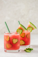 Watermelon cucumber cooler. Space for text.