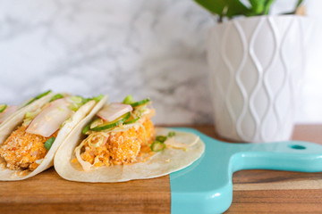 Breaded Shrimp Tacos with Fresh Ingredients