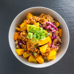 Looking Down on a Tasty Vegan Meal