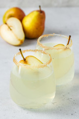 Autumn pear cider cocktail. Space for text.