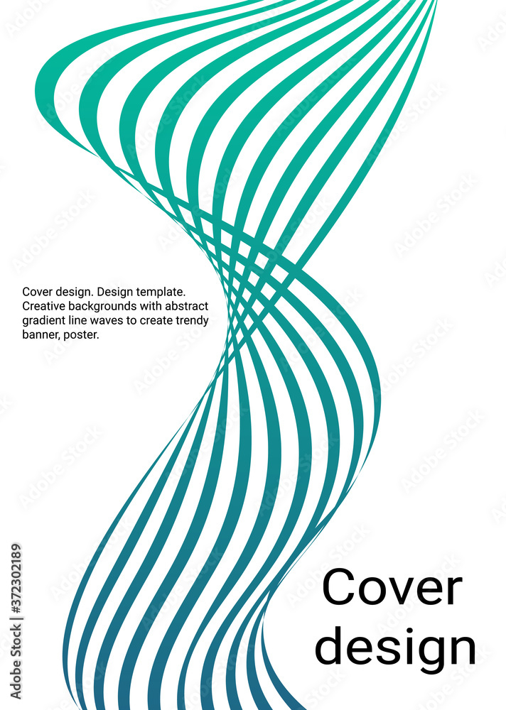 Fototapete Cover design. Design template. Creative backgrounds with abstract gradient wave lines for creating trendy banner, poster
