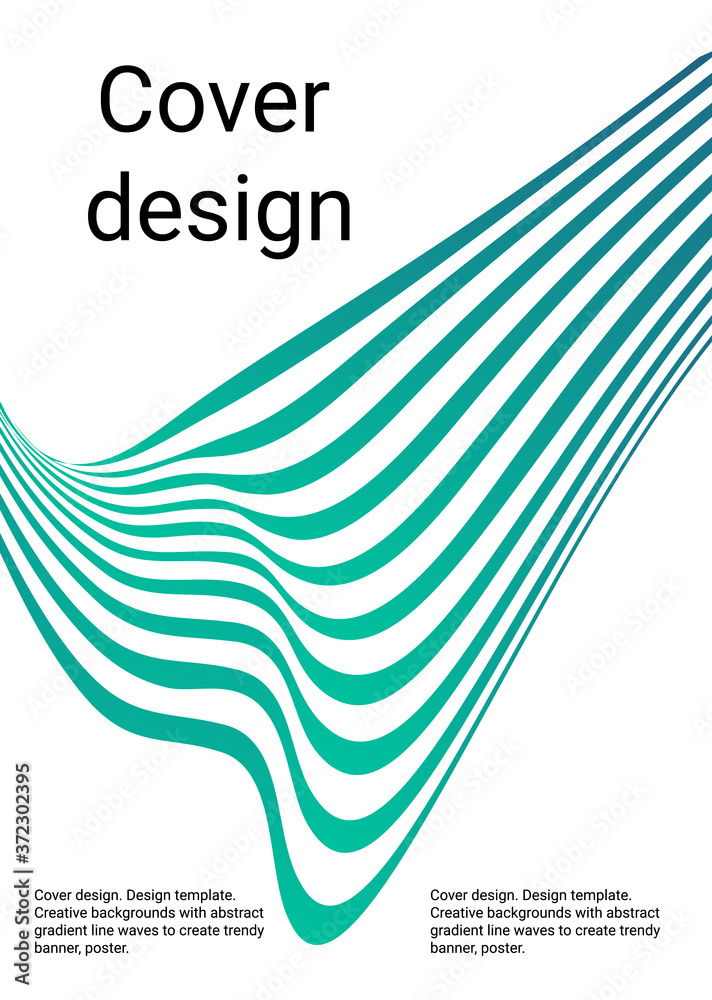 Fototapete Cover design. Design template. Creative backgrounds with abstract gradient wave lines for creating trendy banner, poster
