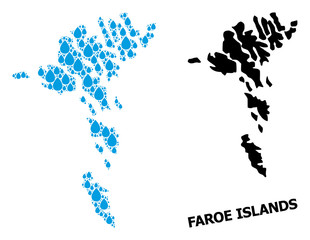 Vector Collage Map of Faroe Islands of Liquid Tears and Solid Map
