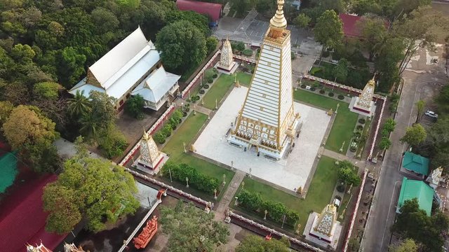 Wat Phra That Nong Bua Temple Aerial View Travel Place Of Ubon Ratchathani, Thailand
