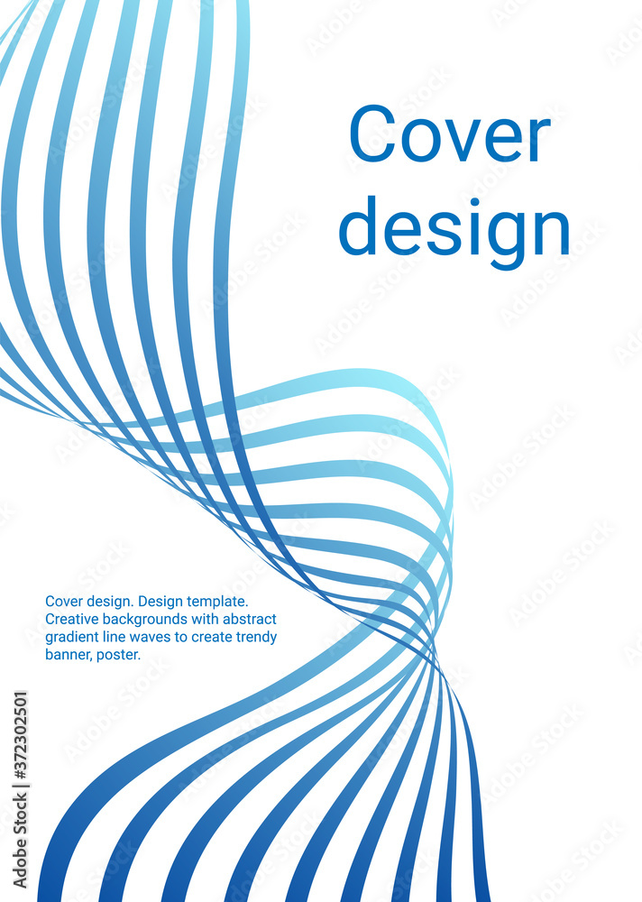 Fototapete Cover design. Design template. Creative backgrounds with abstract gradient wave lines for creating trendy banner, poster
