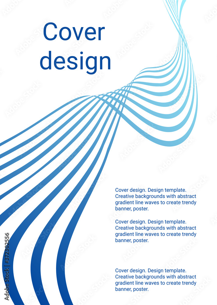 Fototapete Cover design. Design template. Creative backgrounds with abstract gradient wave lines for creating trendy banner, poster
