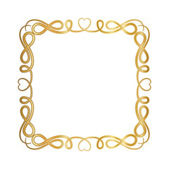 gold ornament frame with hearts shapes design of Decorative element theme Vector illustration