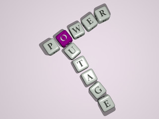 POWER OUTAGE crossword by cubic dice letters, 3D illustration for background and energy