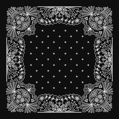 Bandana Paisley Ornament Design with mexican skull pattern