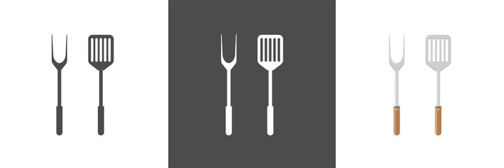 Barbecue fork with spatula. Symbol Template Logo. Vector illustration flat design.