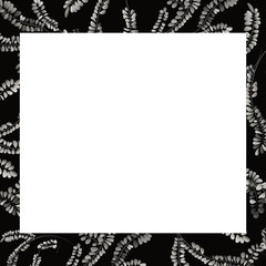 black and white frame with leaves