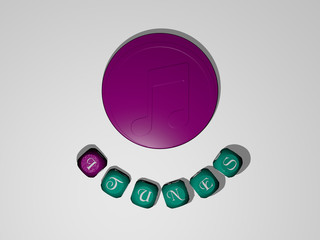 itunes text around the 3D icon, 3D illustration