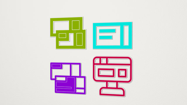 boarding pass colorful set of icons, 3D illustration