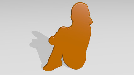 WOMAN 3D icon casting shadow, 3D illustration for beautiful and young