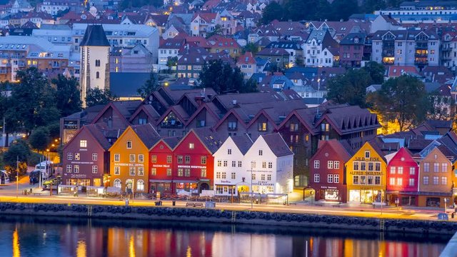 Bergen, Norway. View of historical buildings in Bryggen