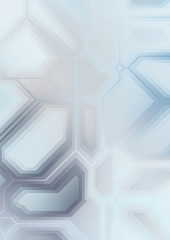 Layers of colorful and vibrant geometrical shapes. Digital illustration of a tech layout. Futuristic design template.