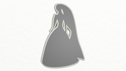 bride 3D drawing icon, 3D illustration for wedding and beautiful