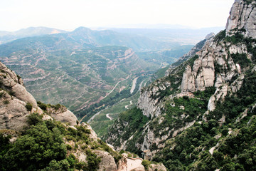 Fototapeta na wymiar A view of the Mountains near Montserrat in Spain