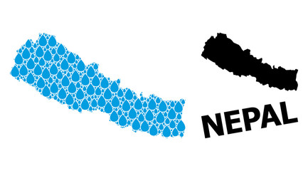 Obraz premium Vector Mosaic Map of Nepal of Liquid Drops and Solid Map