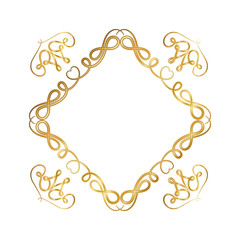 gold ornament frame with hearts shapes design of Decorative element theme Vector illustration