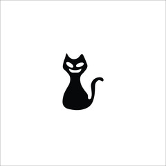 Halloween party black cat vector icon