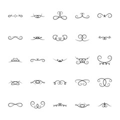 icon set of swirl ornaments dividers, silhouette style
