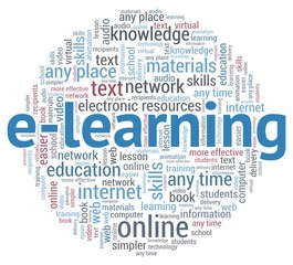E-learning word cloud isolated on a white background.