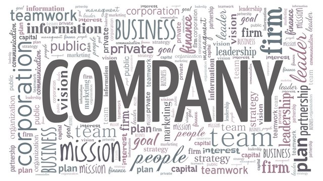Company word cloud isolated on a white background.