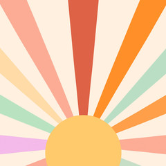 Boho Retro Sun Colorful Illustration