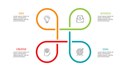 Abstract elements of graph, diagram with 4 steps, options, parts or processes. Template for infographic, presentation.