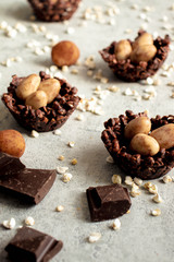 Easter egg nests - Chocolate vegan desserts - chocolate and nuts