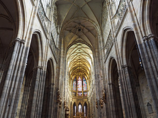 interior of St.Vitus Cathedral in Prague Castle, Prague, Czech Republic